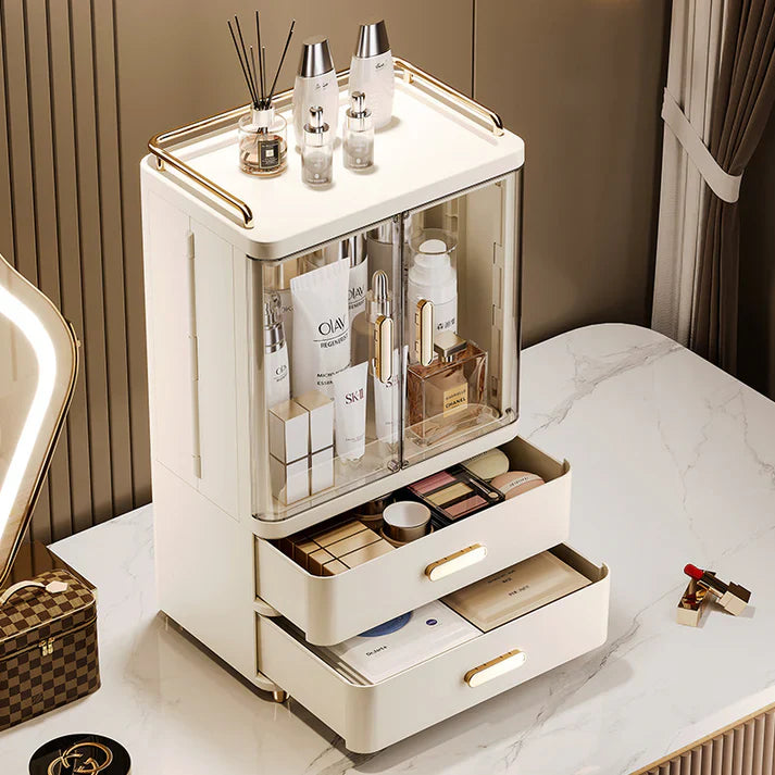 Double-Door Desktop Pretty Cosmetics Organizer Makeup Brush Storage Box