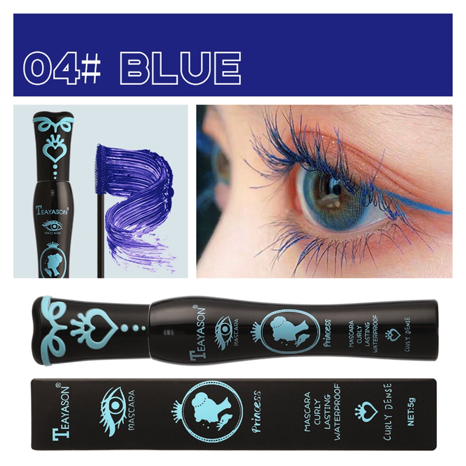 TEAYASON Curly Lasting Blue Mascara