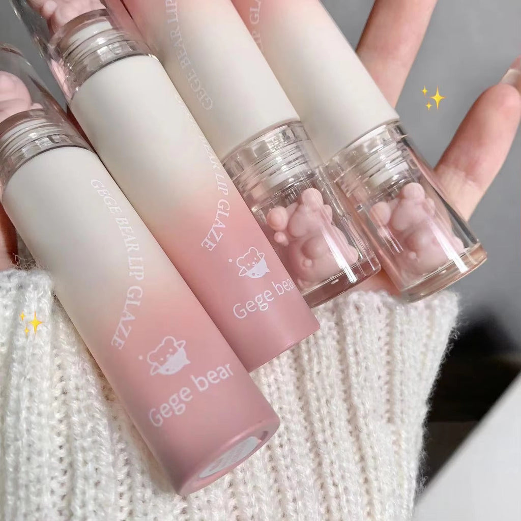 Gege Bear Pink Bear Lip Glaze Matte Lipgloss 6Pcs Set