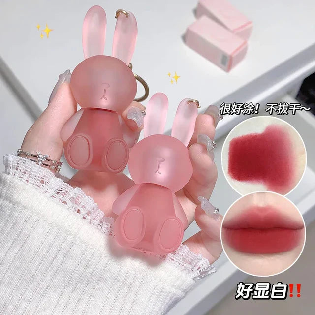 Gege Bear Cute Rabbet Velvet Lip Mud keychain style Pack of 6