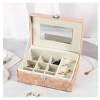 Multipurpose Luxury Self Textured Leather Jewelry Case Small Size With Mirror BT-05