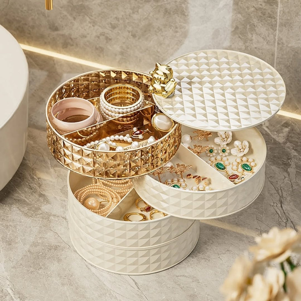 360 Rotating 4 Layer Desktop Jewelry Storage Box Organizer 14772