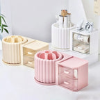Multipurpose Nordic Style 360° Rotating Makeup Brush Holder Storage Box With Multiple Compartments Organizer