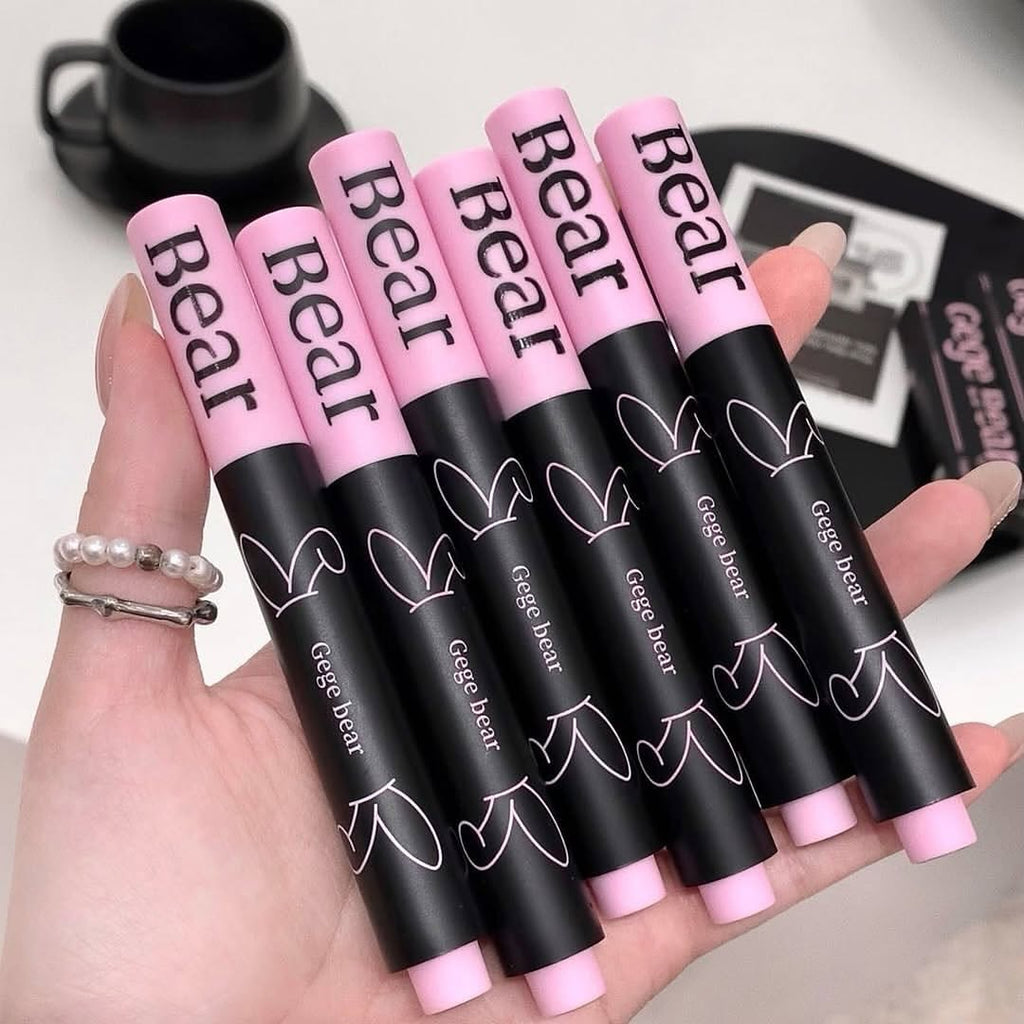 Gege Bear Heart Shape Magic Pen Moisturizing Solid Lip Gloss Lipstick 6Pcs Set