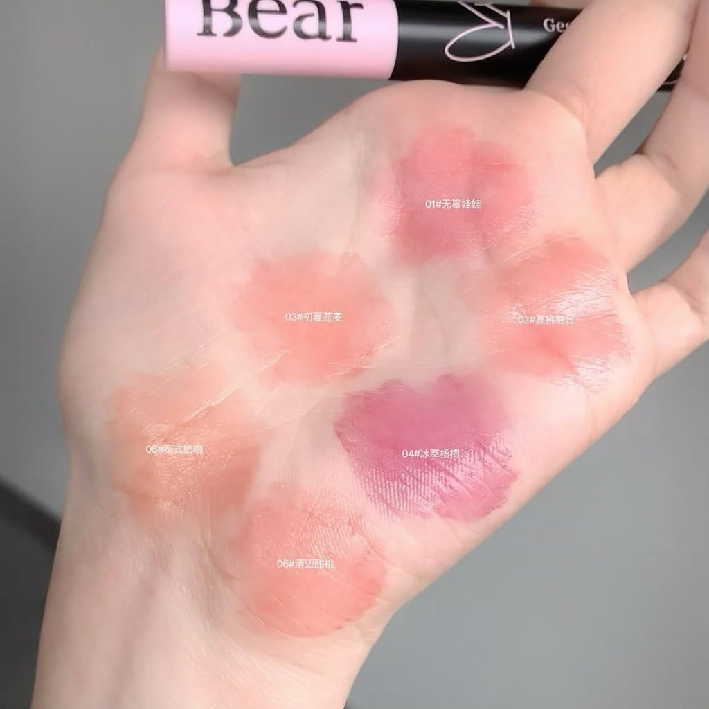 Gege Bear Heart Shape Magic Pen Moisturizing Solid Lip Gloss Lipstick 6Pcs Set