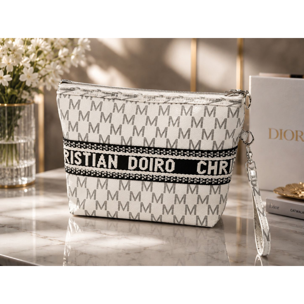 Christian Doiro Premium Designer Pouch Crafted with Stylish Modern Look Durable Finish And Elegant Wrist Strap Perfect For Daily Essentials Travel  And Luxury Fashion Styling.