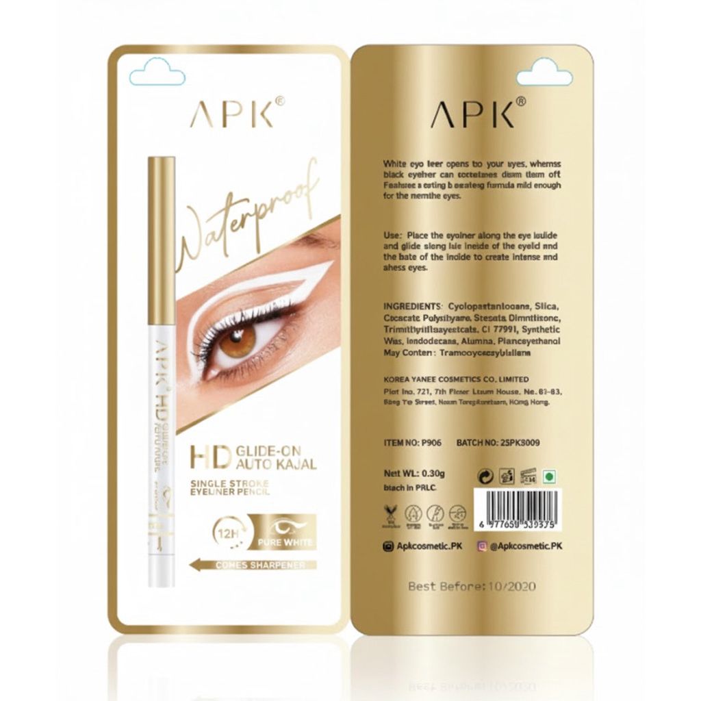 Apk Waterproof Hd Auto White Kajal Single Stroke Eyeliner Pencil