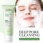 Sadoer Salicylic Acid Acne Clearing Amino Acid Gentle Facial Cleanser Deep Cleanse Oil Control Face Wash for Acne