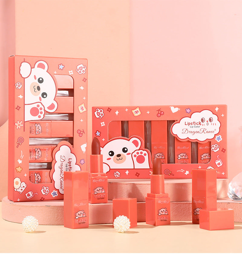 Dragon Ranee Kitty Matte Lipstick Lip Color 5Pcs Set