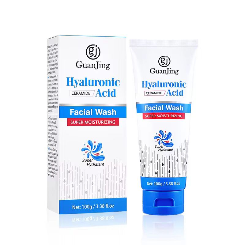 GUANJING Deep Cleansing Hyaluronic Acid Face Cleanser Natural Hydrating Moisturizing Face Wash For Dry Skin