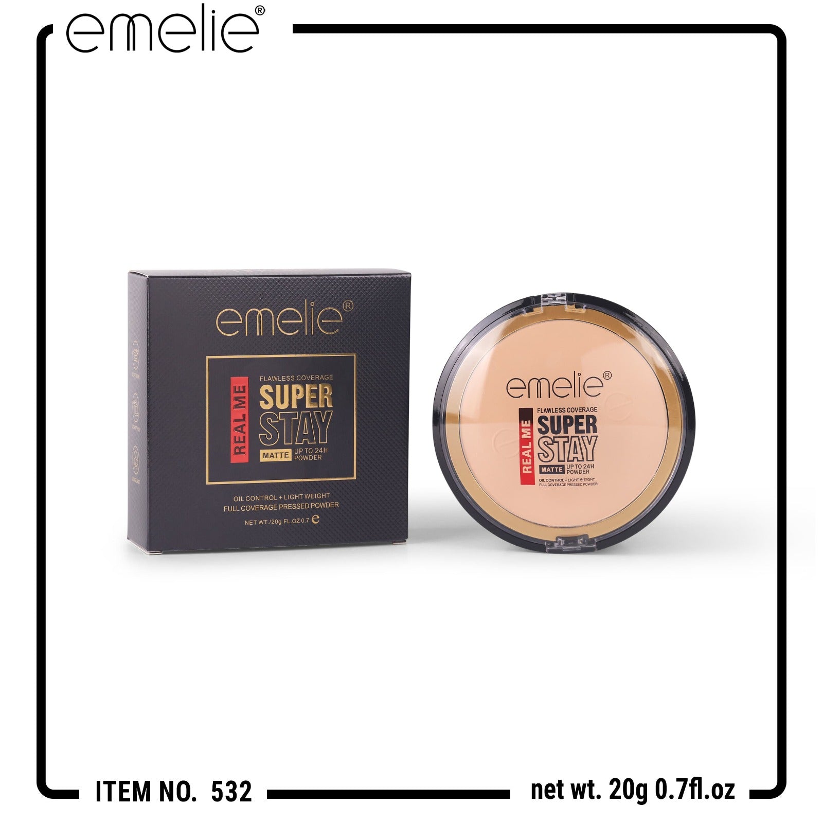 Emelie REAL ME Super Stay Matte Pressed Powder with Flawless Coverage 20g