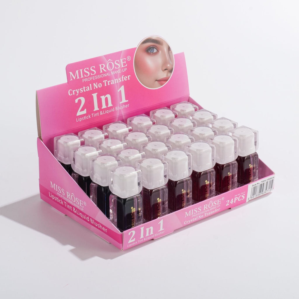 Miss Rose Crystal No Transfer 2in1 Lipstick Tint & Liquid Blusher 6pcs Set