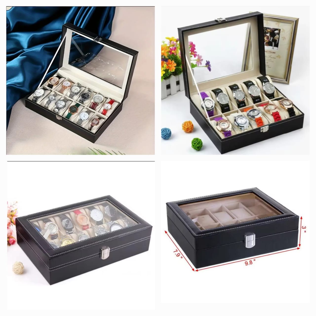 10 Slot PU Leather Watch Organizer Leather Watch Box With Lock System 10804