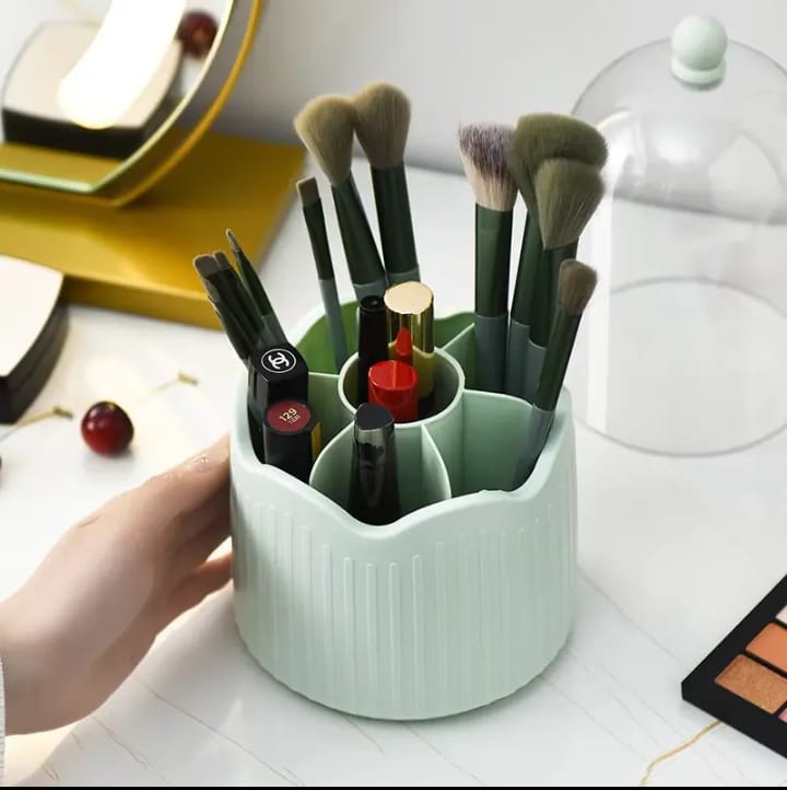 360 Degree Rotating Makeup Brush Holder Cosmetics Organizer With Lid for Vanity Multi-Functional Pen Holder Lipstick Storage Box 14800