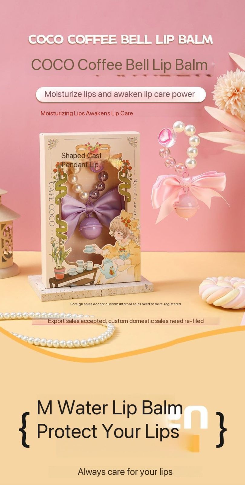 CAFE COCO Portable Bell Lip Balm Moisturizing Hydrating Long-Lasting Lip Balm Mirror Surface Replenishment Water-Rich Lip Blam