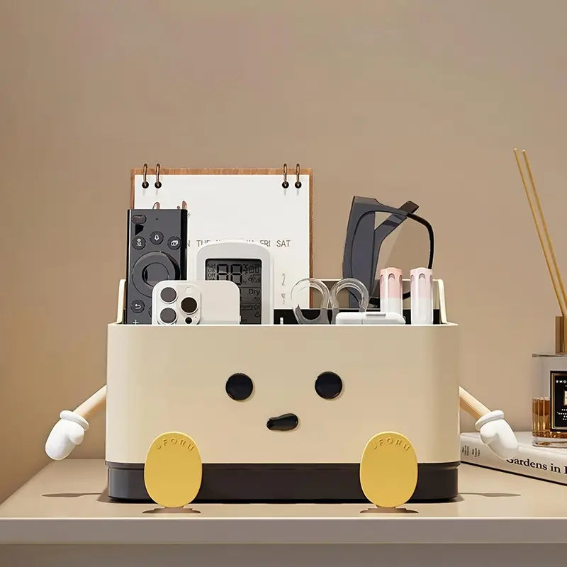 Multifunctional Cute Cartoon Desktop Organizer With Built-In Calendar Stand Personal Care Items Office Supplies & Tech Accessories Space Saving Countertop Storage Box 17006