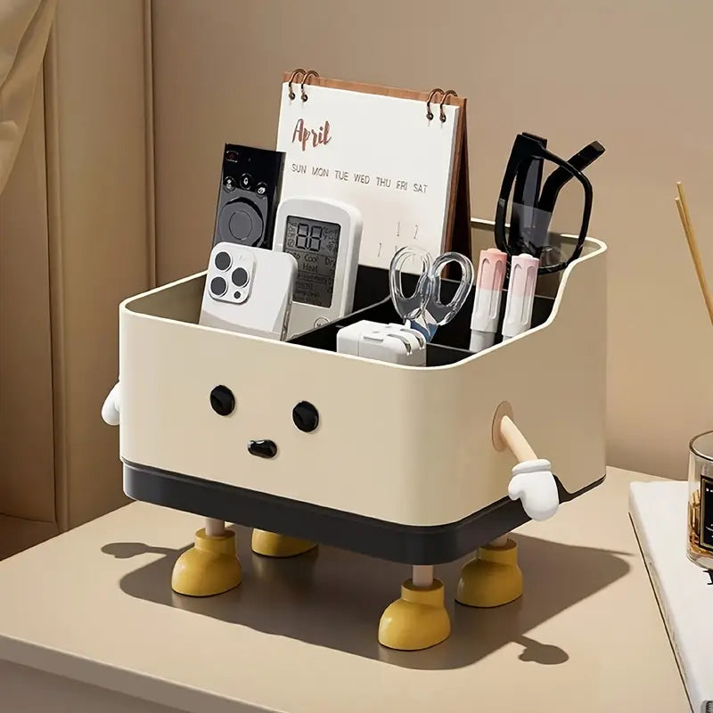 Multifunctional Cute Cartoon Desktop Organizer With Built-In Calendar Stand Personal Care Items Office Supplies & Tech Accessories Space Saving Countertop Storage Box 17006