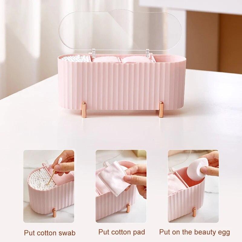 Multipurpose Desktop Makeup Brush Cotton Pads Cotton Swab Storage Box Organizer 11110
