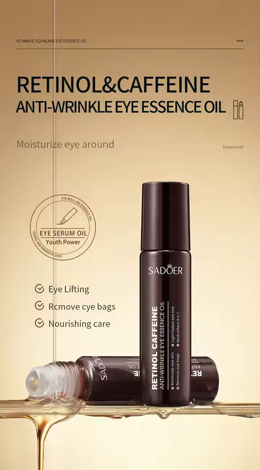 Sadoer Retinol & Caffeine Anti Wrinkle Eye Essence Oil Roll on