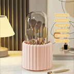 360° Rotating Makeup Brush Holder with Lid Cosmetic Storage Makeup Box Jewelry Container Organizer 15200