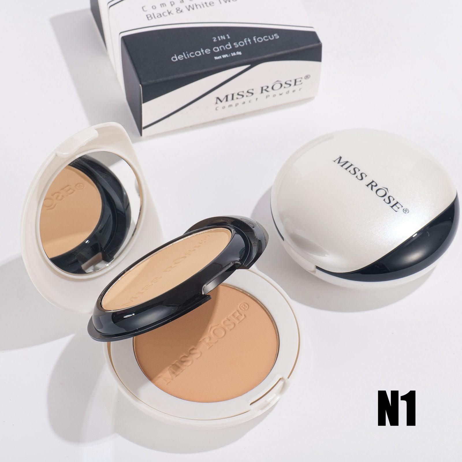 Miss Rose Black & White Two-Tone Face Powder