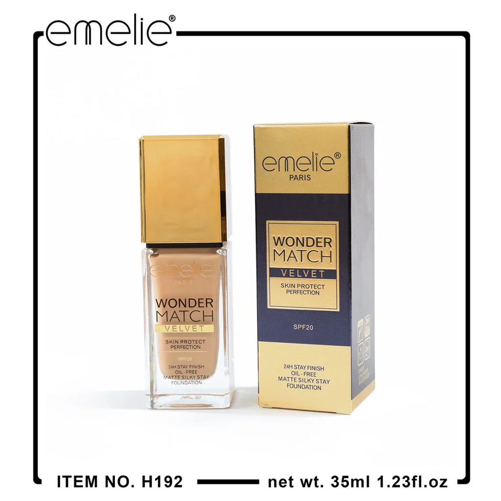 Emelie Wonder Match Velvet Skin Protect Perfection SPF20 24H Stay Finish Oil-Free Matte Silky Stay Foundation