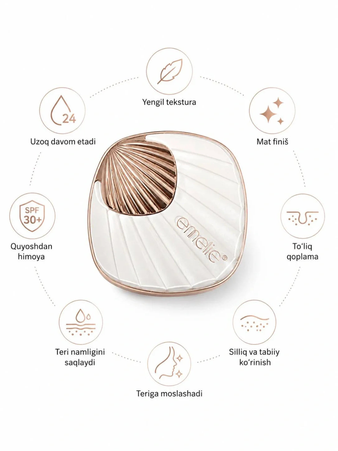 Emelie Paris Pearl Essence Full Coverage Matte Compact Powder