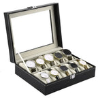 10 Slot PU Leather Watch Organizer Leather Watch Box With Lock System 10804